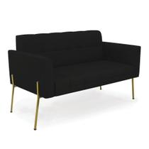 Sofá Namoradeira 2 Lugares Base Pé De Ferro Dourado Elisa Linho D03 - D'rossi Cor A79 Preto