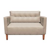 Sofá Namoradeira 2 Lugares Livia material sintético Bege Pés Chanfrado