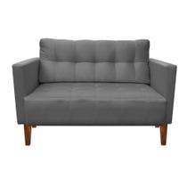 Sofá Namoradeira 2 Lugares Livia Suede Grafite Pés Chanfrado