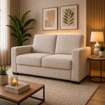 Sofá Namoradeira 2 Lugares Moderno Sala Confortável Recepção Linho Cor:Linho Bege Sofá Namoradeira 2 Lugares Moderno Sala Confortável Recepção Linho Cor:Linho Bege