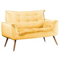 Sofá Namoradeira 2 Lugares Opala Veludo Amarelo - VS Decor Sofá Namoradeira 2 Lugares Opala Veludo Amarelo - VS Decor