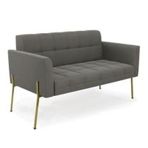 Sofá Namoradeira 2 Lugares Pé De Ferro Dourado Elisa Suede Grafite D03 - D'rossi Sofá Namoradeira 2 Lugares Pé De Ferro Dourado Elisa Suede Grafite D03 - D'rossi