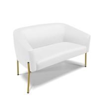 Sofá Namoradeira 2 Lugares Pé de Ferro Dourado Stella material sintético Branco D03 - D'Rossi