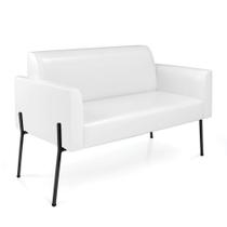 Sofá Namoradeira 2 Lugares Pé De Ferro Preto Para Sala Marisa Corano D03 - D'rossi Cor Branco
