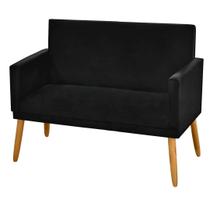 Sofá Namoradeira 2 Lugares Pés Retrô material sintético Preto- Sofá Namoradeira 2 Lugares Pés Retrô material sintético Preto-