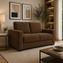 Sofá Namoradeira 3 Lugares 200CM Marrom Suede Online Confort Sofá Namoradeira 3 Lugares 200CM Marrom Suede Online Confort