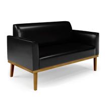 Sofá Namoradeira Base De Madeira Fixa Castanho Marisa Corano Preto D03 - Drossi