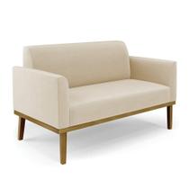 Sofá Namoradeira Base De Madeira Fixa Castanho Marisa Suede Bege D03 - Drossi