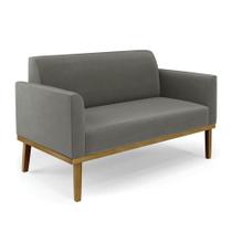 Sofá Namoradeira Base De Madeira Fixa Castanho Marisa Suede Grafite D03 - Drossi