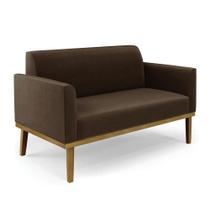 Sofá Namoradeira Base De Madeira Fixa Castanho Marisa Suede Marrom D03 - Drossi