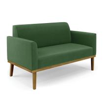 Sofá Namoradeira Base De Madeira Fixa Castanho Marisa Suede Verde D03 - Drossi
