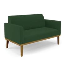 Sofá Namoradeira Base De Madeira Fixa Castanho Marisa Veludo Verde D03 - Drossi