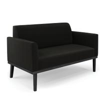 Sofá Namoradeira Base de Madeira Fixa Preto Marisa Suede Preto