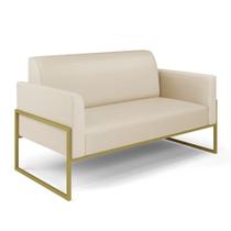 Sofá Namoradeira Base Industrial Alta Dourado Marisa material sintético Bege D03 - D'rossi