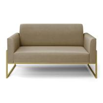 Sofá Namoradeira Base Industrial Alta Dourado Marisa Suede D03 - D'rossi Cor Marrom Rato