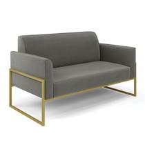 Sofá Namoradeira Base Industrial Alta Dourado Marisa Suede Grafite