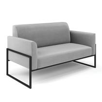 Sofá Namoradeira Base Industrial Alta Preto Marisa Suede Cinza