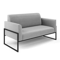 Sofá Namoradeira Base Industrial Alta Preto Marisa Suede D03 - D'rossi Cor Cinza