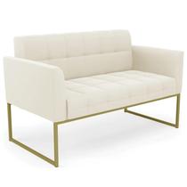 Sofá Namoradeira Base Industrial Dourado Ana Veludo Bege - Ibiza