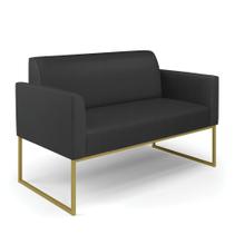 Sofá Namoradeira Base Industrial Dourado Marisa material sintético Preto D03 - D'Rossi