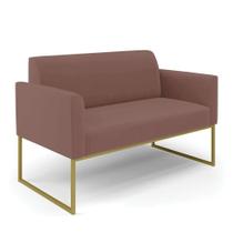Sofá Namoradeira Base Industrial Dourado Marisa Veludo Rosê D03 - D'rossi
