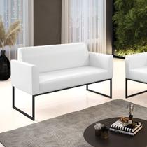 Sofá Namoradeira Base Industrial Preto Marisa Corano Branco