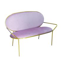 Sofa Namoradeira Clean Lilás Estrutura Metal Dourado Luxo