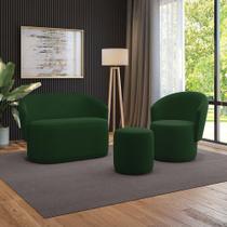 Sofá Namoradeira Com Poltrona E Puff Orgânico Sala Malu Suede M11 - D'rossi Verde Sofá Namoradeira Com Poltrona E Puff Orgânico Sala Malu Suede M11 - D'rossi Verde