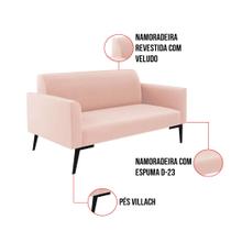 Sofá Namoradeira com Poltrona Pés Villach Marisa Veludo Rosê
