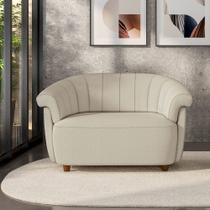 Sofá Namoradeira Decorativa Latvia 150cm Pés de Madeira Bouclê Bege G45 - Gran Belo Sofá Namoradeira Decorativa Latvia 150cm Pés de Madeira Bouclê Bege G45 - Gran Belo