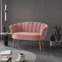 Sofá Namoradeira Decorativa Pétala Luxo Veludo Rosa Pés Palito - Visan Estofados