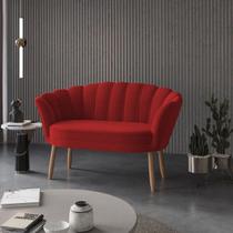 Sofá Namoradeira Decorativa Pétala Luxo Veludo Vermelho Pés Palito - Visan Estofados