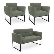 Sofá Namoradeira E 2 Poltronas Industrial Pto Elisa Bouclê Menta D03 - D'rossi Sofá Namoradeira E 2 Poltronas Industrial Pto Elisa Bouclê Menta D03 - D'rossi