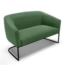 Sofá Namoradeira E Poltrona Base Industrial Preto Stella Suede Verde D03 - D'rossi