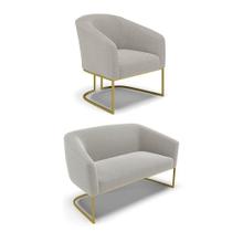 Sofá Namoradeira E Poltrona Industrial Dourado Stella Bouclê D03 - Drossi Cinza Sofá Namoradeira E Poltrona Industrial Dourado Stella Bouclê D03 - Drossi Cinza