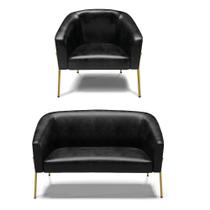 Sofá Namoradeira e Poltrona Pé de Ferro Dourado Stella Corano D03 - D'Rossi Sofá Namoradeira e Poltrona Pé de Ferro Dourado Stella Corano D03 - D'Rossi