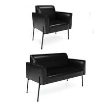 Sofá Namoradeira e Poltrona Pé de Ferro Preto Marisa Corano Sofá Namoradeira e Poltrona Pé de Ferro Preto Marisa Corano