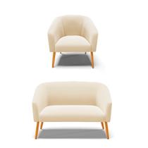 Sofá Namoradeira e Poltrona Pé Palito Castanho Stella Suede Bege D03 - D'Rossi Sofá Namoradeira e Poltrona Pé Palito Castanho Stella Suede Bege D03 - D'Rossi