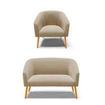 Sofá Namoradeira e Poltrona Pé Palito Castanho Stella Suede Marrom Rato D03 - D'Rossi Sofá Namoradeira e Poltrona Pé Palito Castanho Stella Suede Marrom Rato D03 - D'Rossi