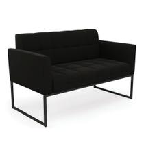 Sofá Namoradeira Elisa Suede Preto Base Metálica Industrial Preto D03 - D'Rossi