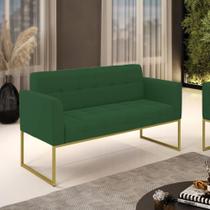 Sofá Namoradeira Elisa Veludo Verde Base Metálica Industrial Dourado - D'rossi