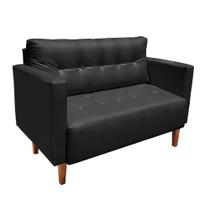 Sofá Namoradeira Livia material sintético Pés Chanfrado Castanho D'rossi Cor Preto