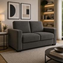 Sofá Namoradeira Moderno 3 Lugares Sala Estar Recepção Confortável Suede Cor:Suede Cinza Chumbo