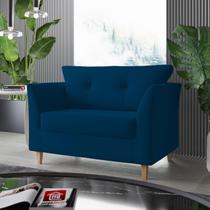 Sofá Namoradeira Para Sala Decorativa Isis Suede Azul Marinho Visan Estofados