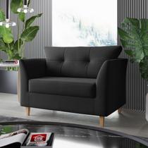 Sofá Namoradeira Para Sala Decorativa Isis Suede Preto Visan Estofados