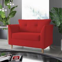 Sofá Namoradeira Para Sala Decorativa Isis Suede Vermelho