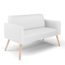 Sofá Namoradeira Pés Palito Natural Marisa material sintético Branco Sofá Namoradeira Pés Palito Natural Marisa material sintético Branco