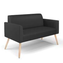Sofá Namoradeira Pés Palito Natural Marisa material sintético Preto Sofá Namoradeira Pés Palito Natural Marisa material sintético Preto