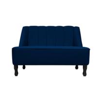 Sofá Namoradeira Poltrona Decorativa 2 Lugares Teles Suede Azul Marinho