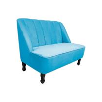 Sofá Namoradeira Poltrona Decorativa 2 Lugares Teles Suede Azul Tiffany